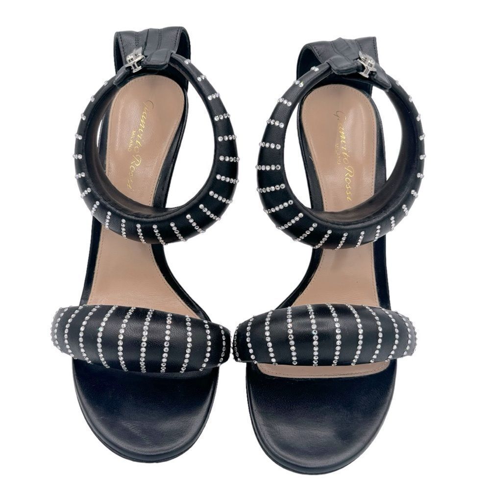 Gianvito Rossi Bijoux Crystal Puffy Nappa Black 105mm Sandals Size 8.5 - Picture 5 of 13